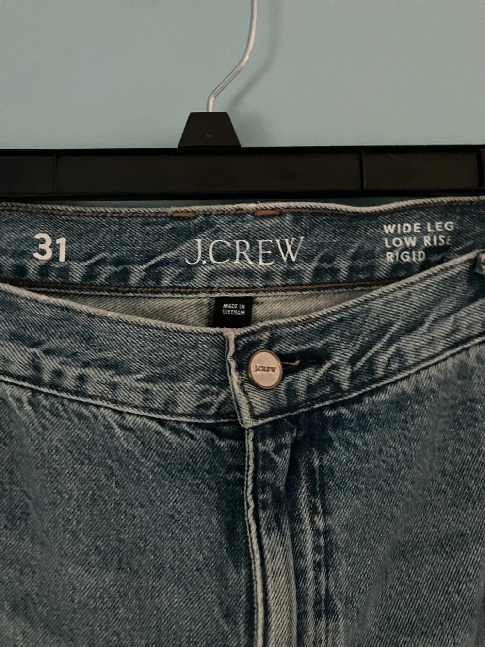 J. Crew Low Rise Wide Leg Jeans in light wash denim